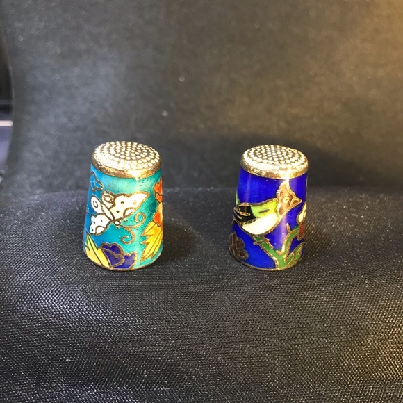 Enameled Cloisonné Thimbles set of 2. Sewing, crafting, collectibles - Picture 5 of 5